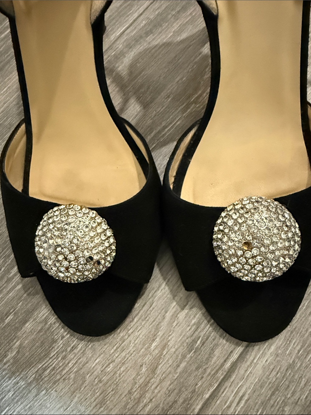 Kate Spade Black Crystal-Embellished Slingback Heels Size 10 - Picture 6 of 6